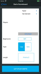 Darts Scoreboard X01 screenshot 1
