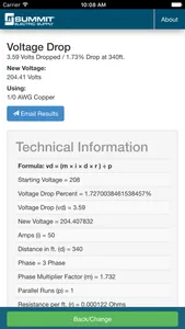 Voltage Drop Calculator Summit screenshot 1