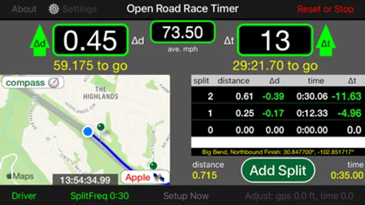 Open Road Race Timer screenshot 0