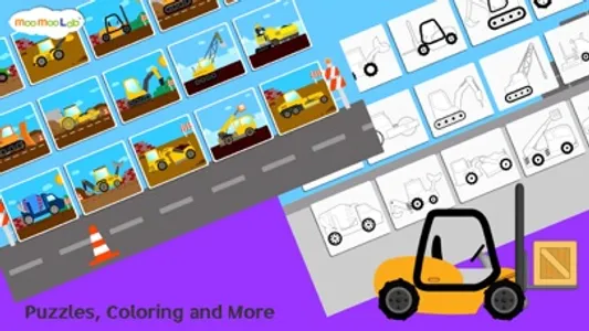 Construction Vehicles - Digger, Loader Puzzles, Games and Coloring Activities for Toddlers and Preschool Kids screenshot 3