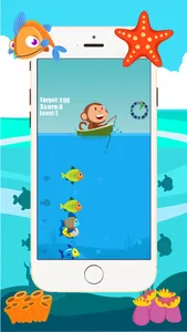 Monkey Fishing Catch Big Fish Game For Kids screenshot 1