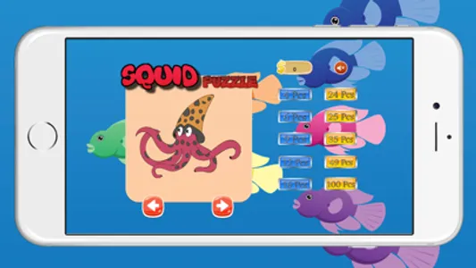 Squid Ocean Animals Puzzle Jigsaw Match Free Learning Games for Kids In Kindergarten screenshot 1