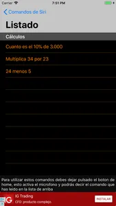 Comandos de Siri screenshot 1