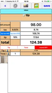 CalcTipHour Receipt Management screenshot 2