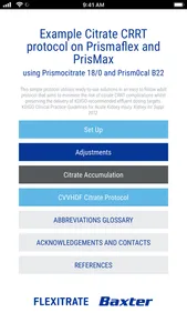 Prismaflex Citrate Protocol screenshot 1