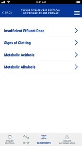 Prismaflex Citrate Protocol screenshot 3