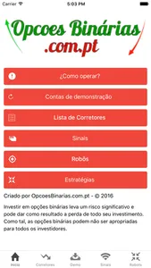 Opções Binárias para iniciantes screenshot 0