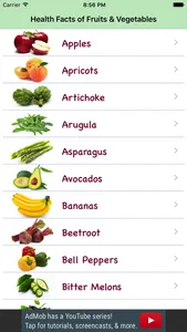 Health Facts of Fruits and Vegetables screenshot 0