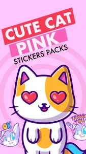 Cute Cat Pink Stickers Pack screenshot 0