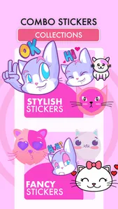 Cute Cat Pink Stickers Pack screenshot 1