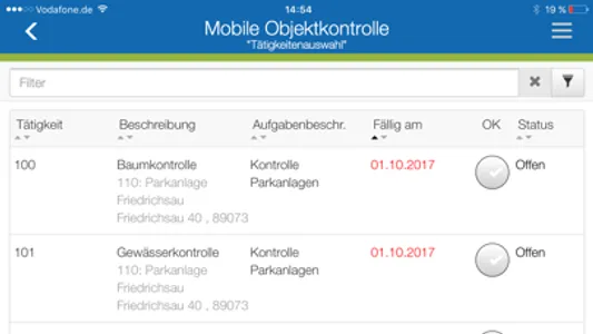 Mobile Objektkontrolle screenshot 1