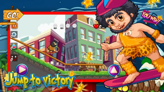 Caveman Skater Go - Jump and collect coin to win screenshot 0