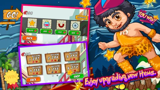Caveman Skater Go - Jump and collect coin to win screenshot 1