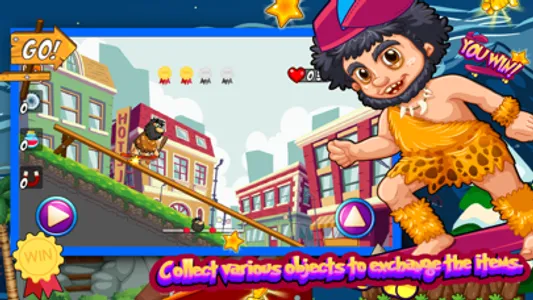 Caveman Skater Go - Jump and collect coin to win screenshot 2