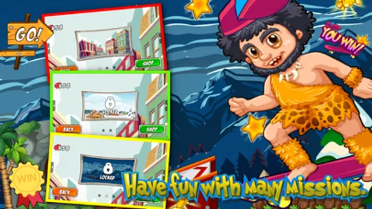 Caveman Skater Go - Jump and collect coin to win screenshot 3