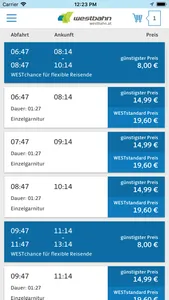 WESTbahn App screenshot 1