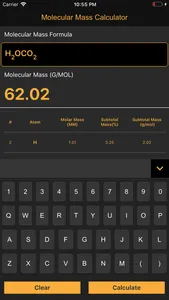 Molecular Mass Calculator Pro screenshot 1