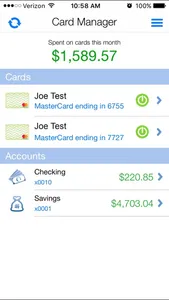 Nutmeg State FCU Card Manager screenshot 1