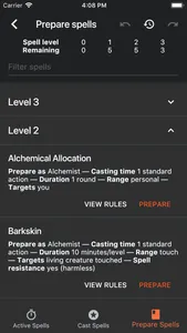 Spell Tracker (Pathfinder 1e) screenshot 1