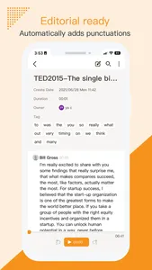 Yating: audio transcription screenshot 3