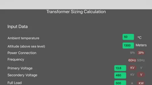 Transformer Sizing Calculation screenshot 6