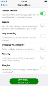 Pediatric Asthma Risk Score screenshot 1