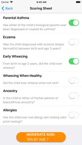 Pediatric Asthma Risk Score screenshot 2