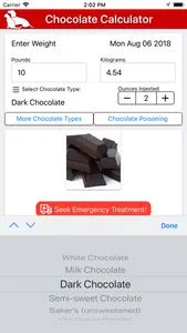 Chocolate Toxicity Calculator screenshot 1