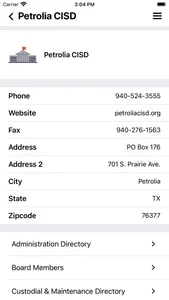 Petrolia CISD screenshot 2