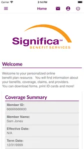 Significa Benefit Services, In screenshot 1