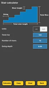 Stair / staircase calculator screenshot 2