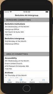 Berkshire AA When & Where screenshot 2