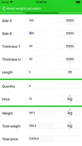 Weight calculator for metals screenshot 2