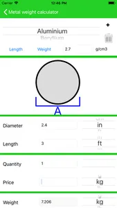 Weight calculator for metals screenshot 3