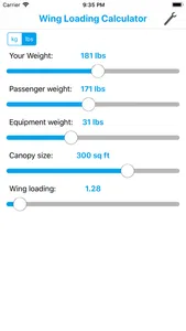 Fancy Wingloading Calculator screenshot 2