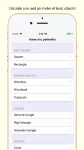 Areas &  perimeters calculator screenshot 0