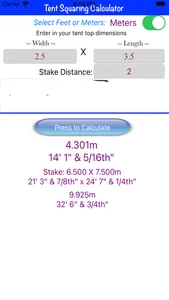 Tent Squaring Calculator screenshot 2