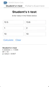 NIAID Stats Calculator screenshot 1