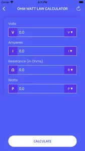 OHM / WATT LAW CALCULATOR screenshot 2