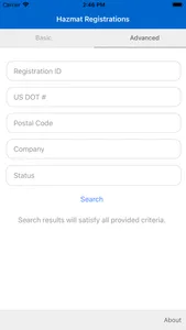 Hazmat Registration Search screenshot 1