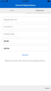Hazmat Registration Search screenshot 2