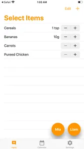 Solid Food Diary screenshot 1