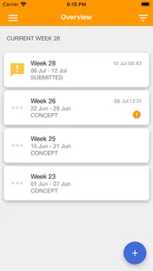 Timesheet application screenshot 1