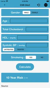 CV Risk Calc screenshot 1