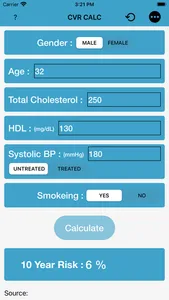 CV Risk Calc screenshot 2