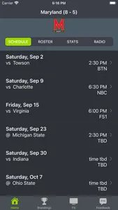 Maryland Football Schedules screenshot 0