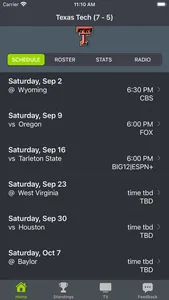 Texas Tech Football Schedules screenshot 0