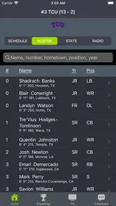 TCU Football Schedules screenshot 1