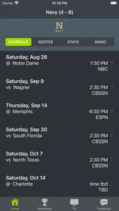 Navy Football Schedules screenshot 0