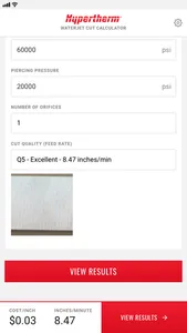 Hypertherm Cut Calculator screenshot 2